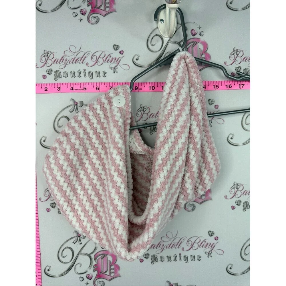 Hair turban towel wrap wash Soft Pink and White Chevron Knit towel head wrap spa